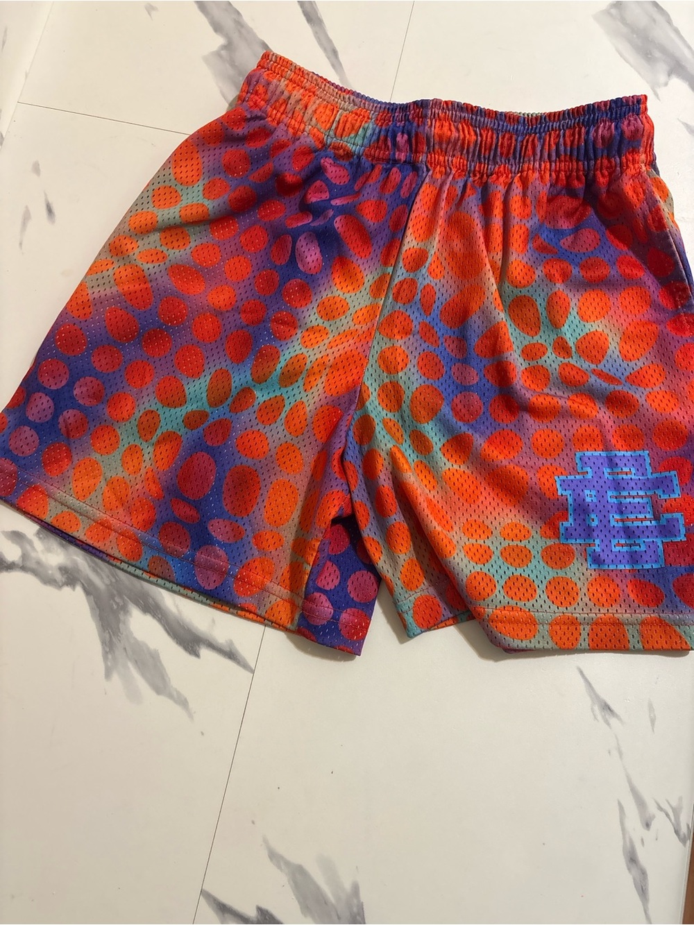 Eric Emanuel Orange, Purple & Teal Mesh Athletic Shorts